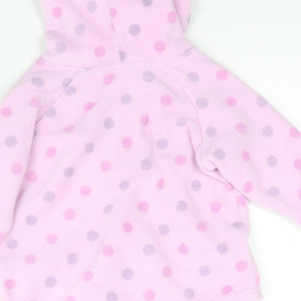 Marks and Spencer Girls Pink Polka Dot Fleece Pullover Jumper Size 3-6 Months - Hoodie