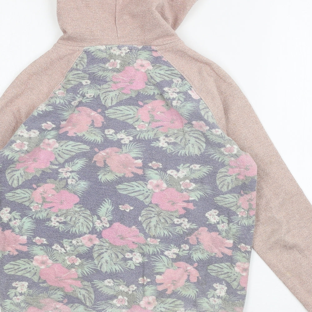 Le Temps des Cerises Girls Pink Floral Jersey Full Zip Hoodie Size 12 Years - Cool to be wild