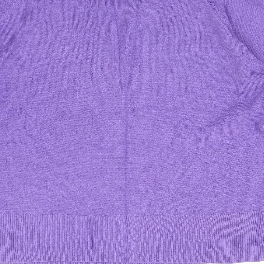 Text Womens Purple Knit Pullover Jumper Size XL