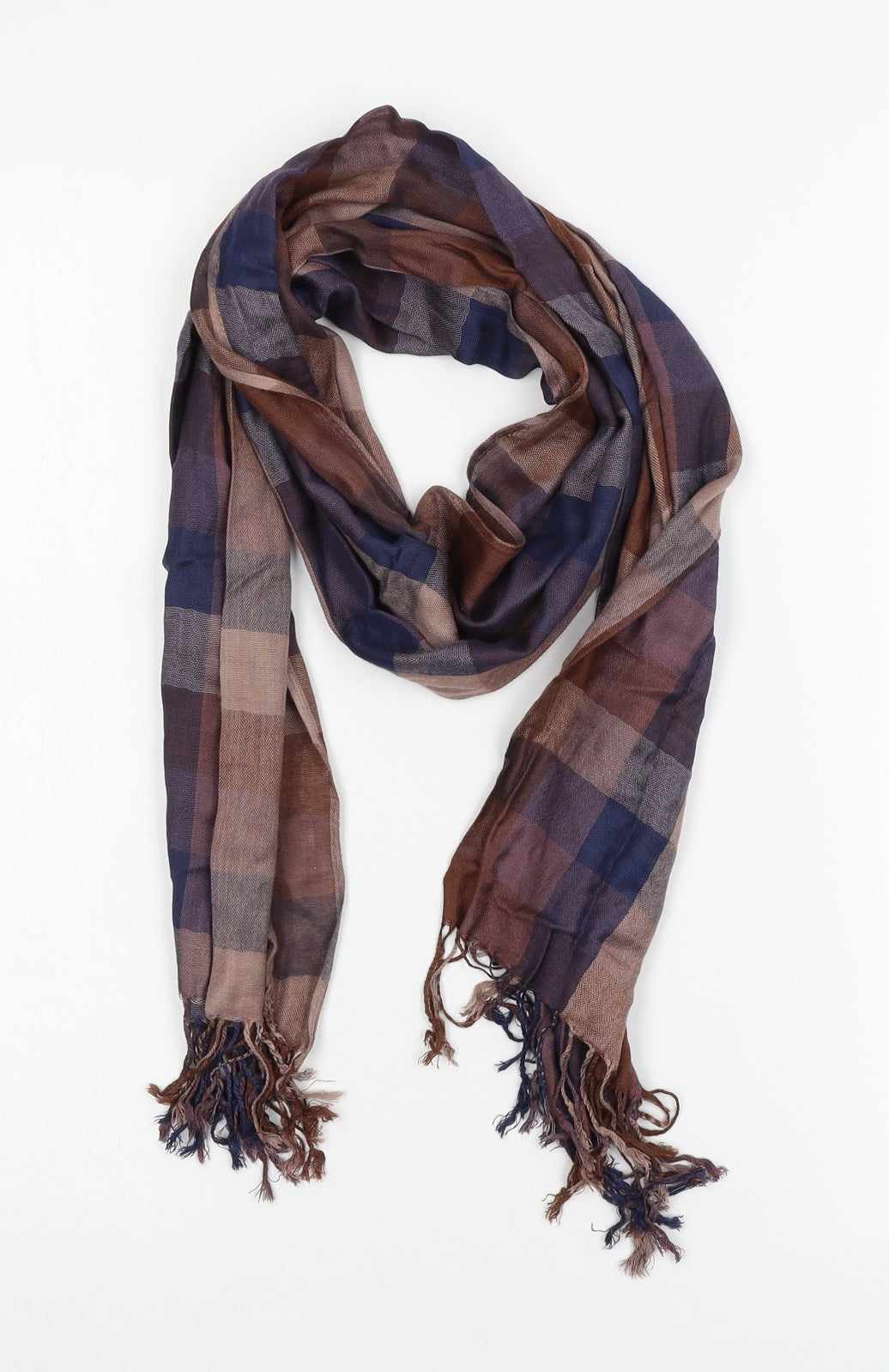 Preworn Womens Brown Check Scarf