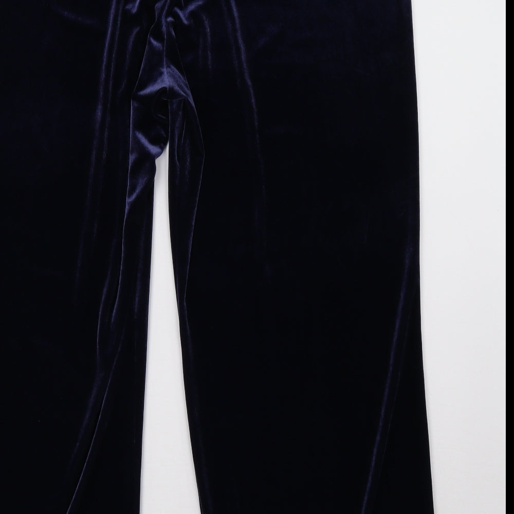 Marks and Spencer Womens Blue Velvet Trousers Size 22 L30 in - short leg