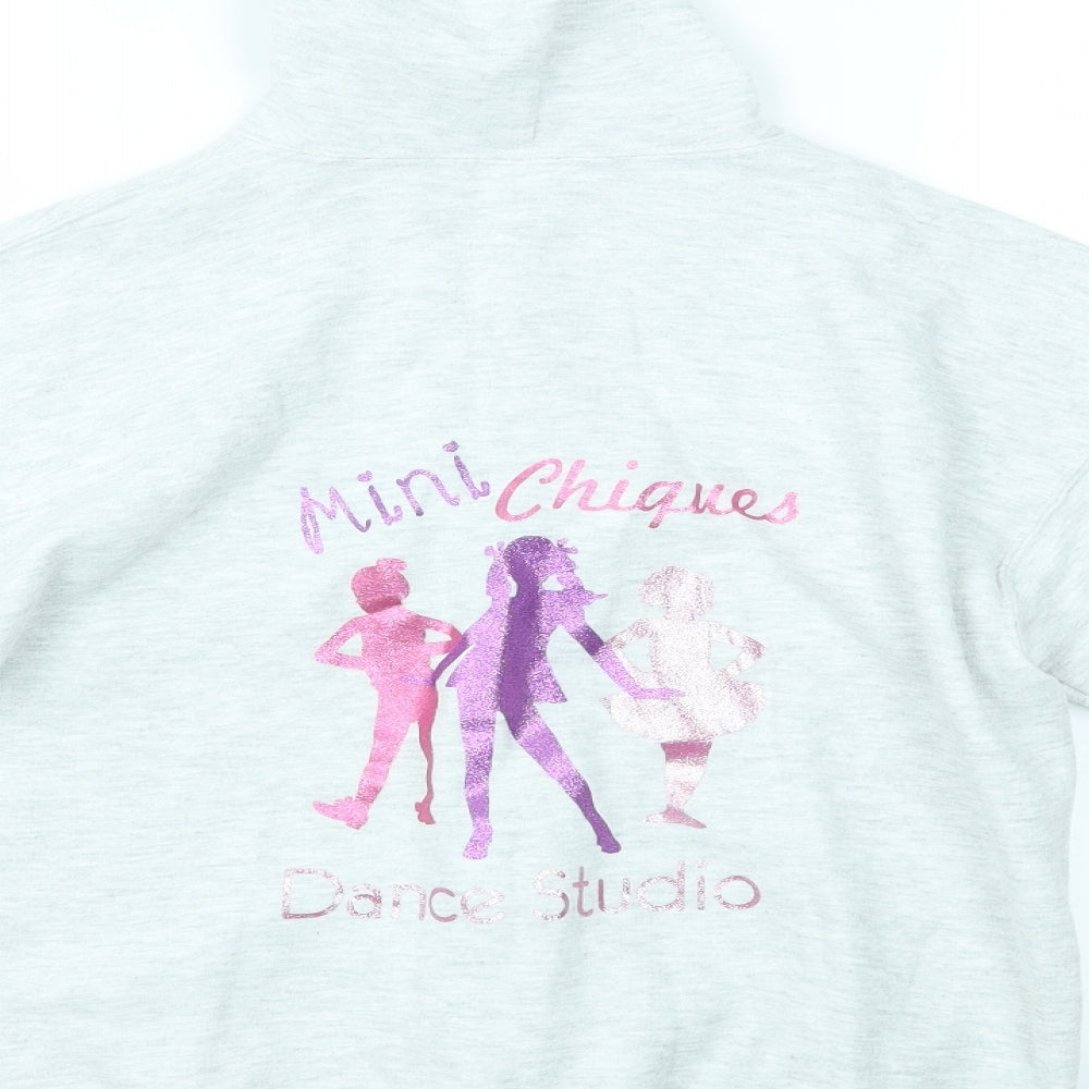 Gildan Girls Grey Full Zip Hoodie Size L - LITTLE DIVA FEARNE DANCE STUDIO