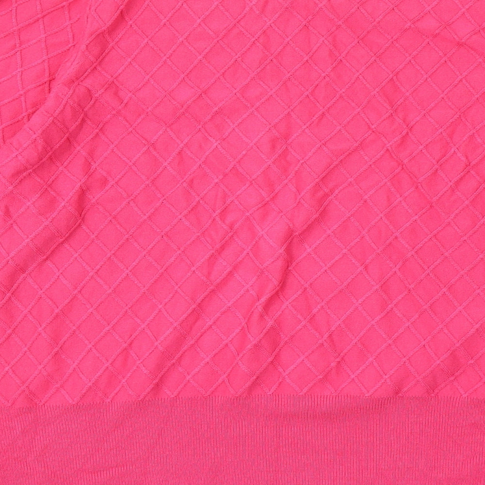 M&S Collection Womens Pink Argyle/Diamond Knit Pullover Jumper Size 16