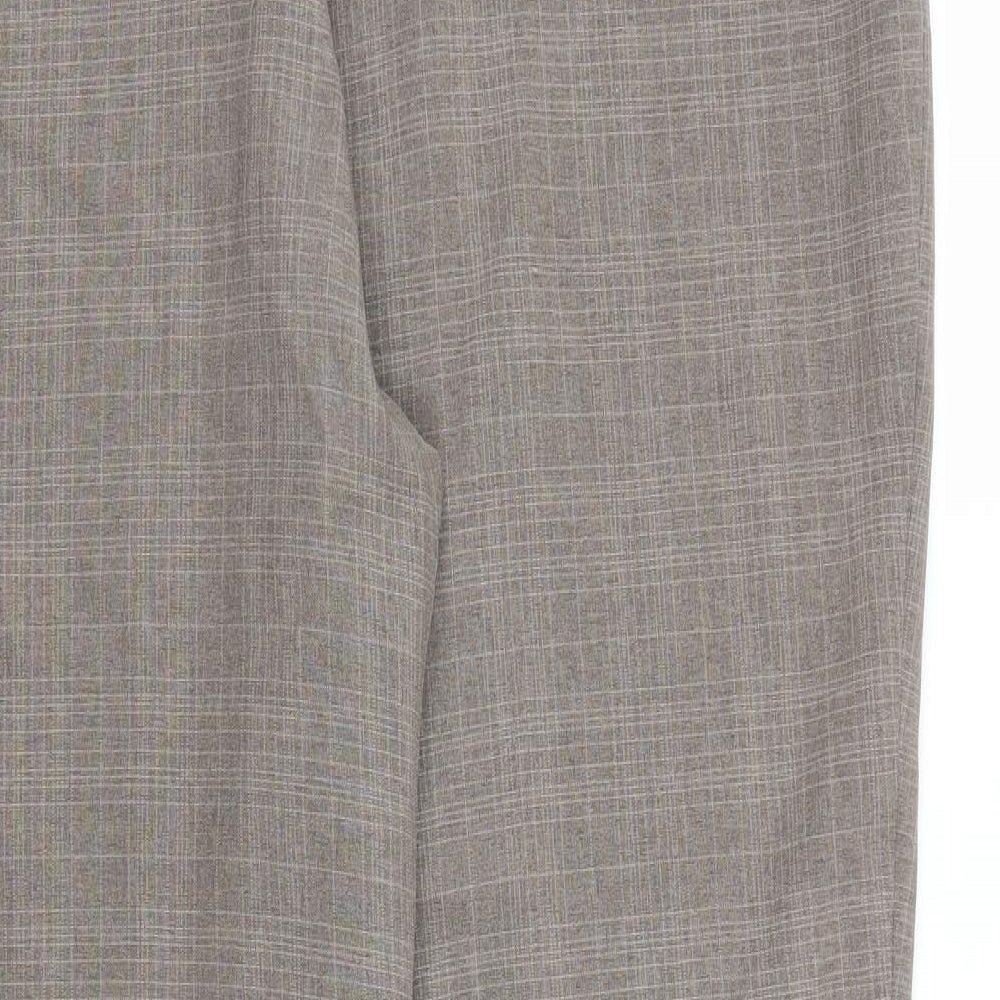 M&S Womens Brown Check Trousers Size 16 L27 in