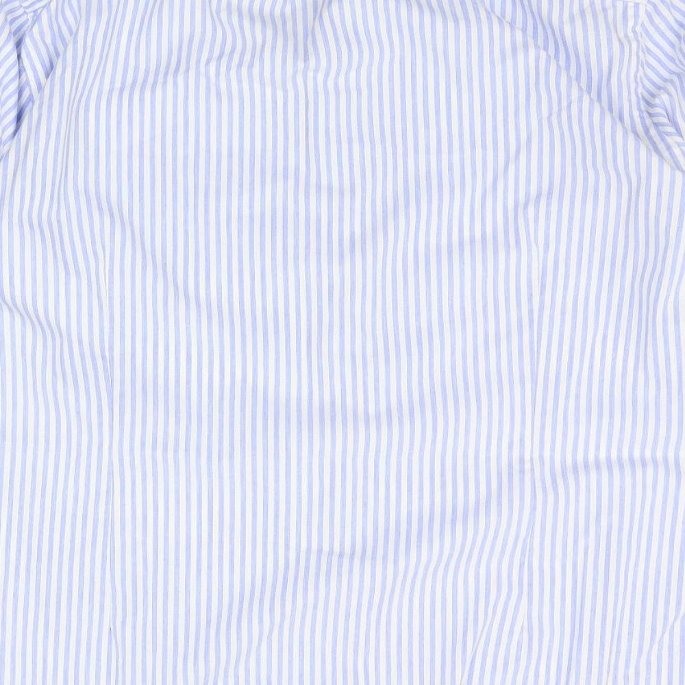 Hammond & Co. Mens Blue Striped Button-Up Size 18