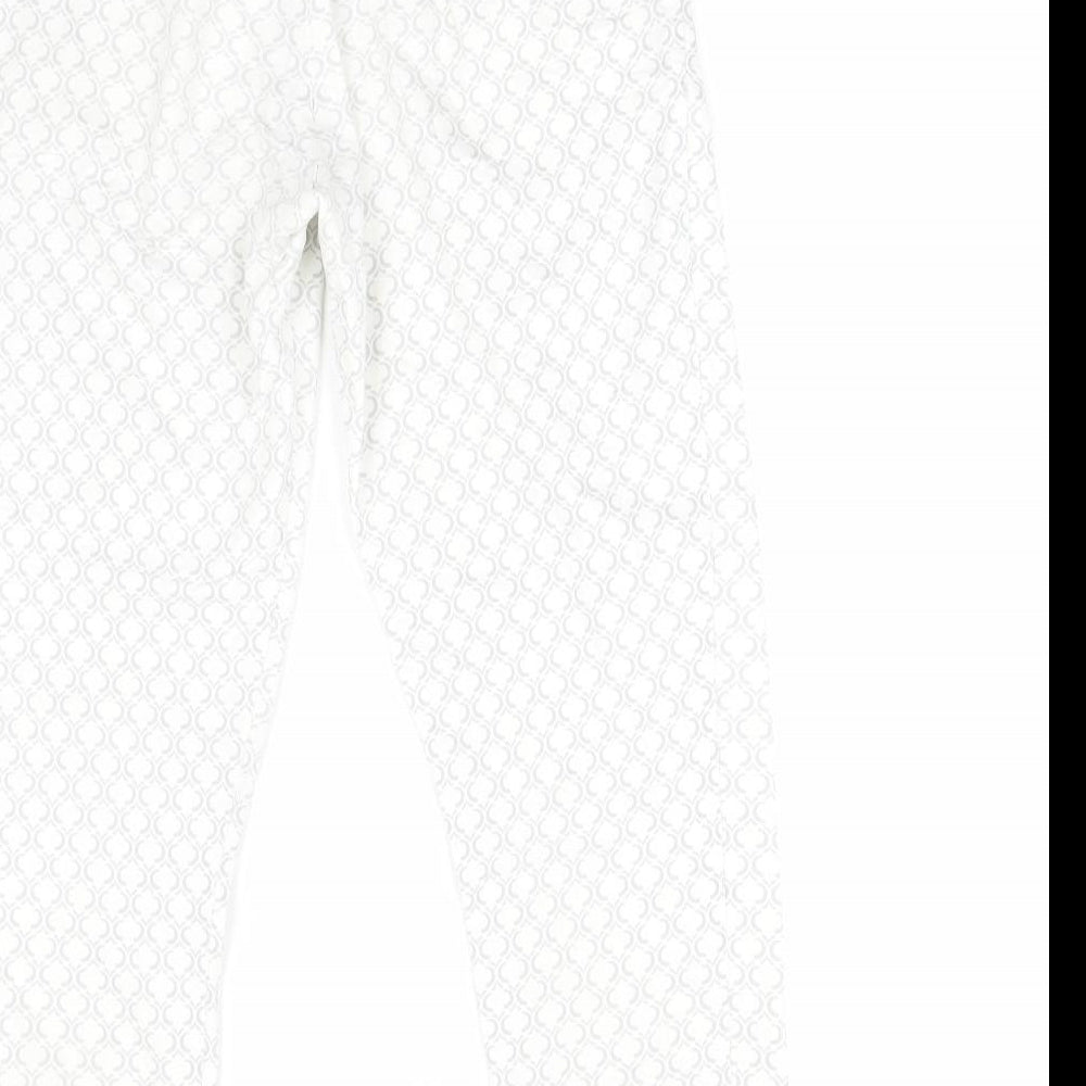 Chic & Jeune Womens Grey Geometric Capri Trousers Size 8 L23 in