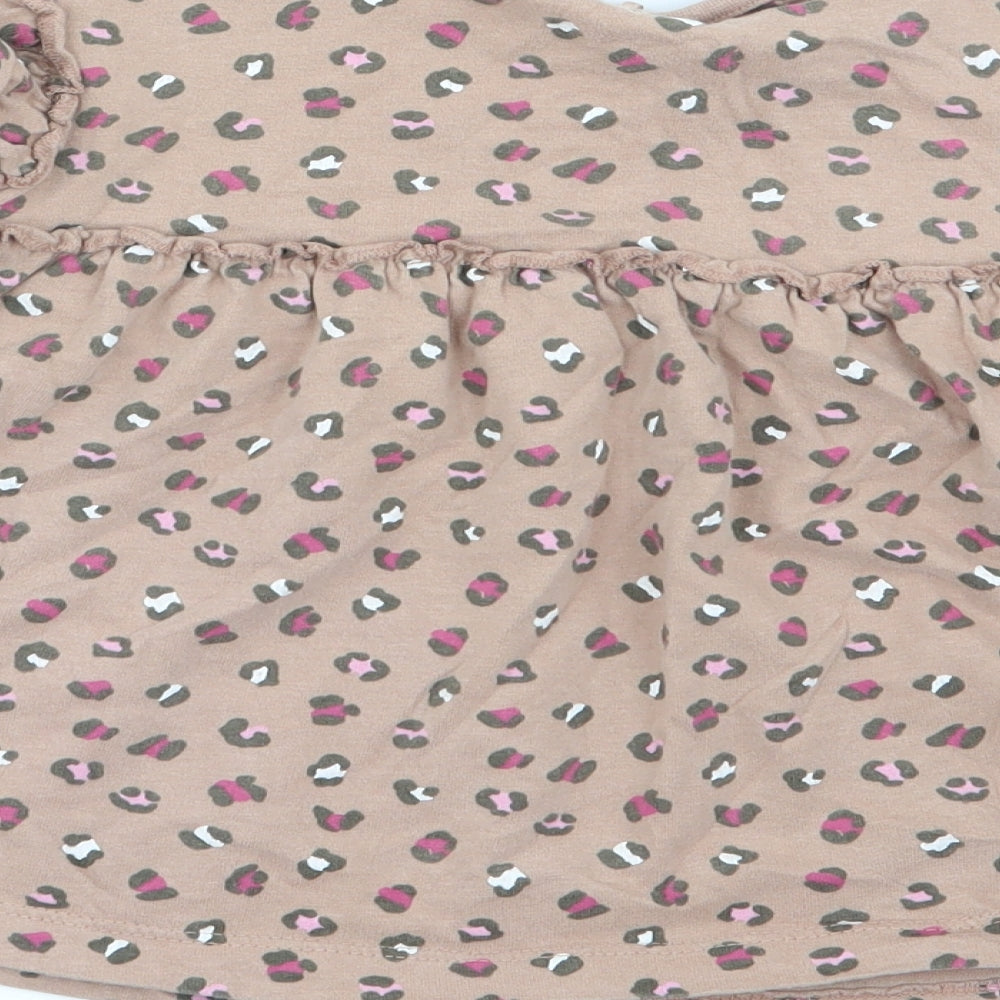 Asda George Girls Brown Animal Print Basic T-Shirt Size 2-3 Years