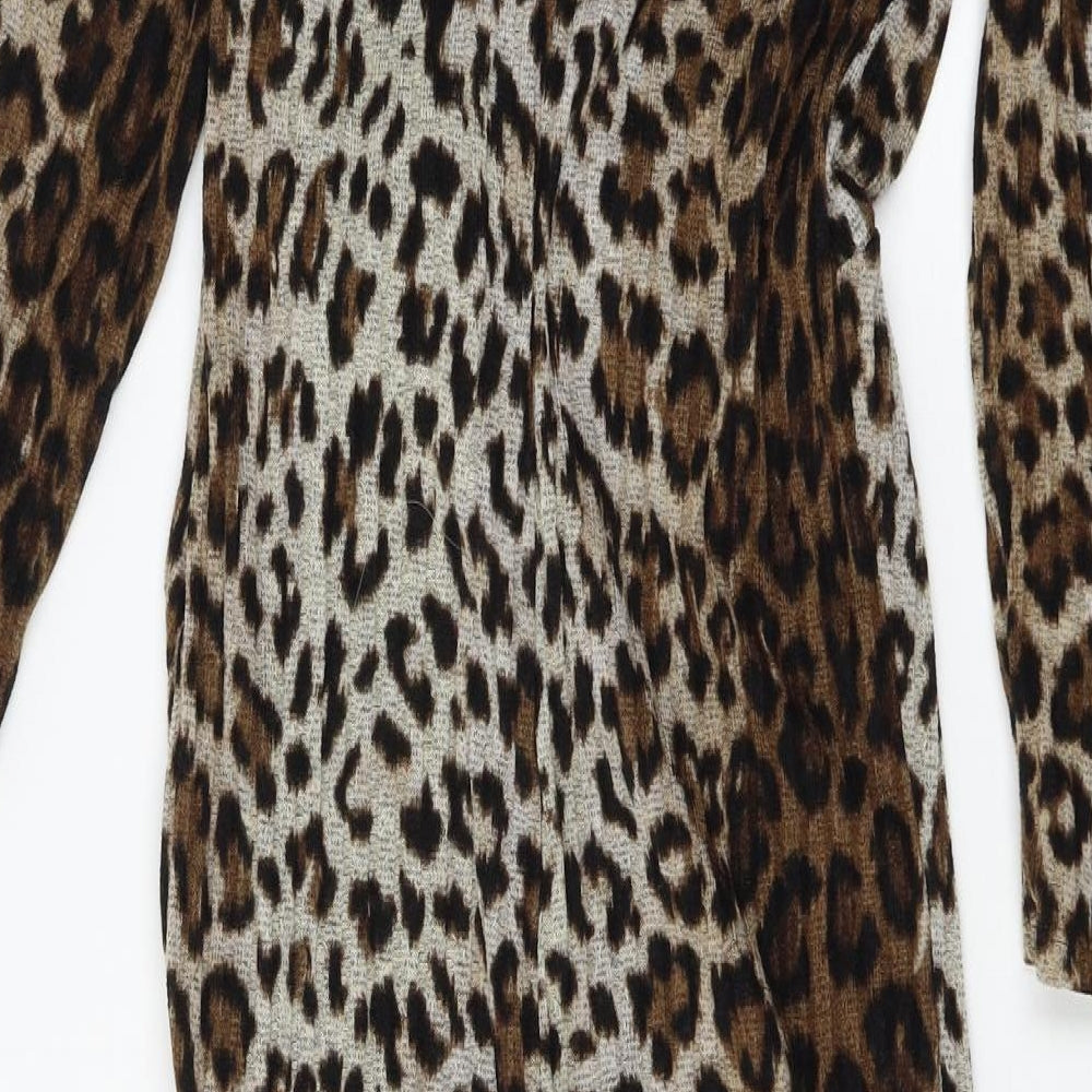 Bershka Womens Brown Animal Print Jersey Bodycon Size XS