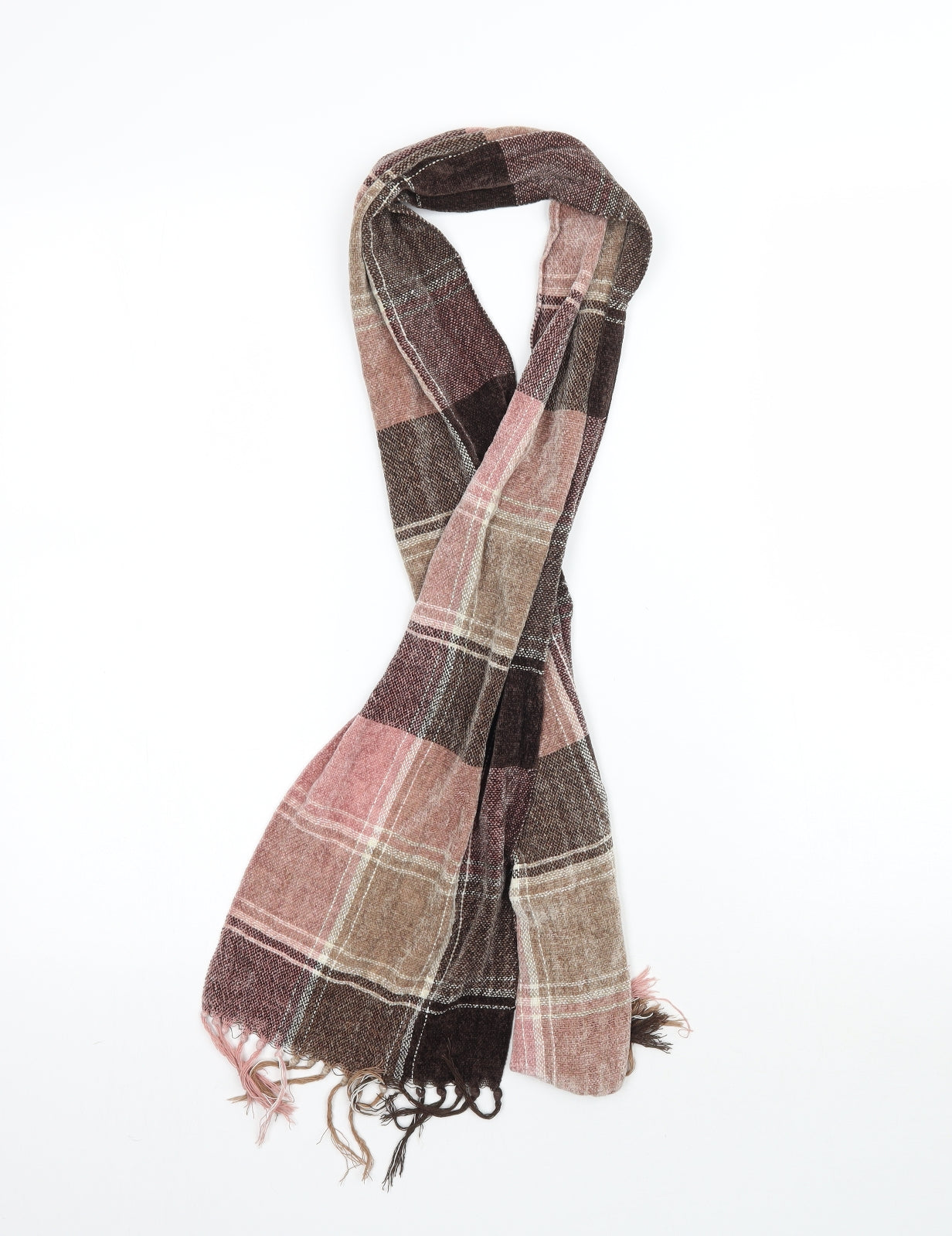Preworn Womens Multicoloured Plaid Knit Scarf