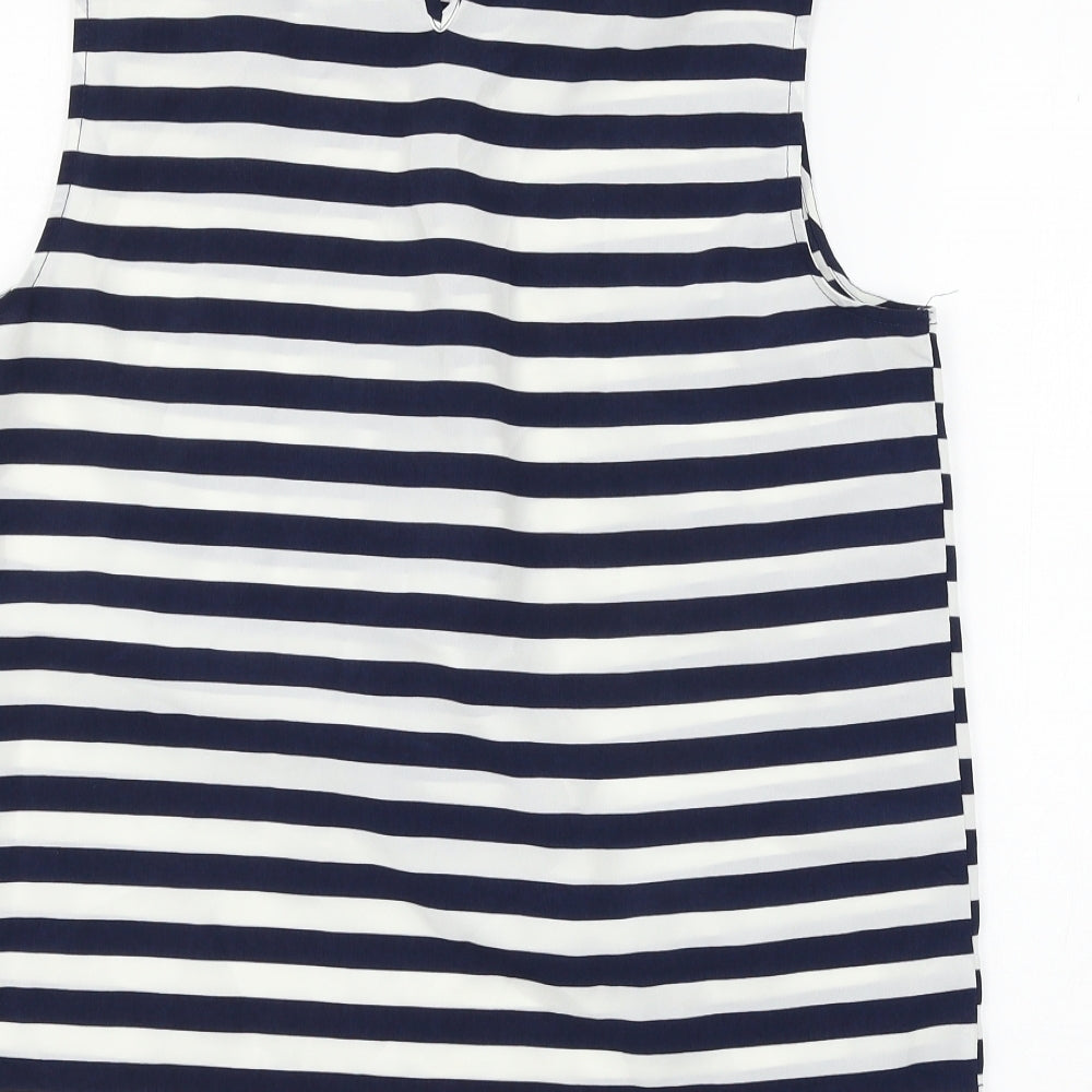 Atmosphere Womens Blue Striped Basic Blouse Size 12 - chain detail
