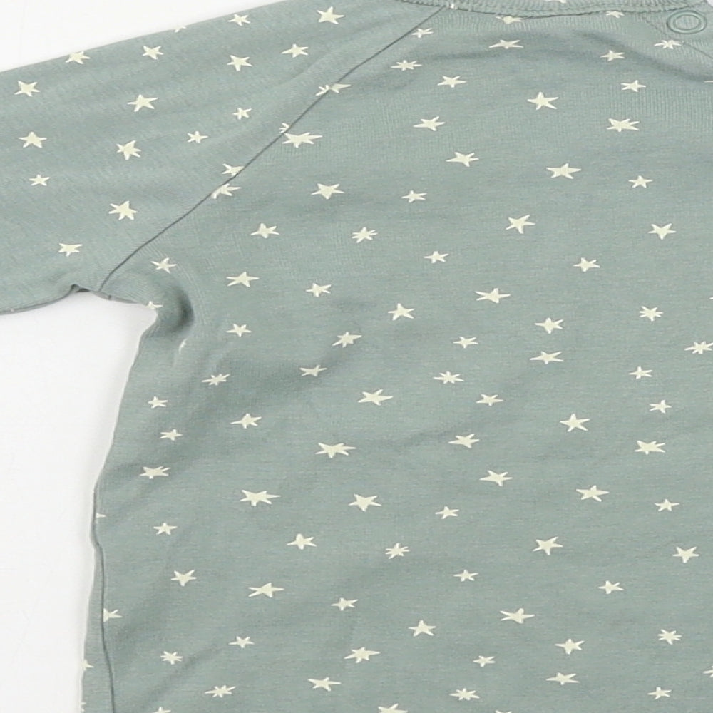 H&M Girls Green Basic T-Shirt Size 2 Years - star pattern