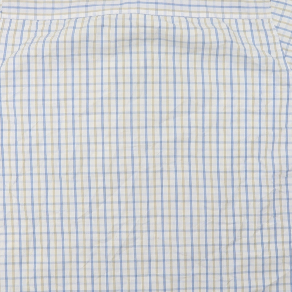 EAST Mens White Check Button-Up Size L