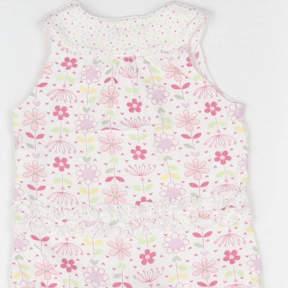 M&S Girls Multicoloured Floral Romper One-Piece Size 0-3 Months
