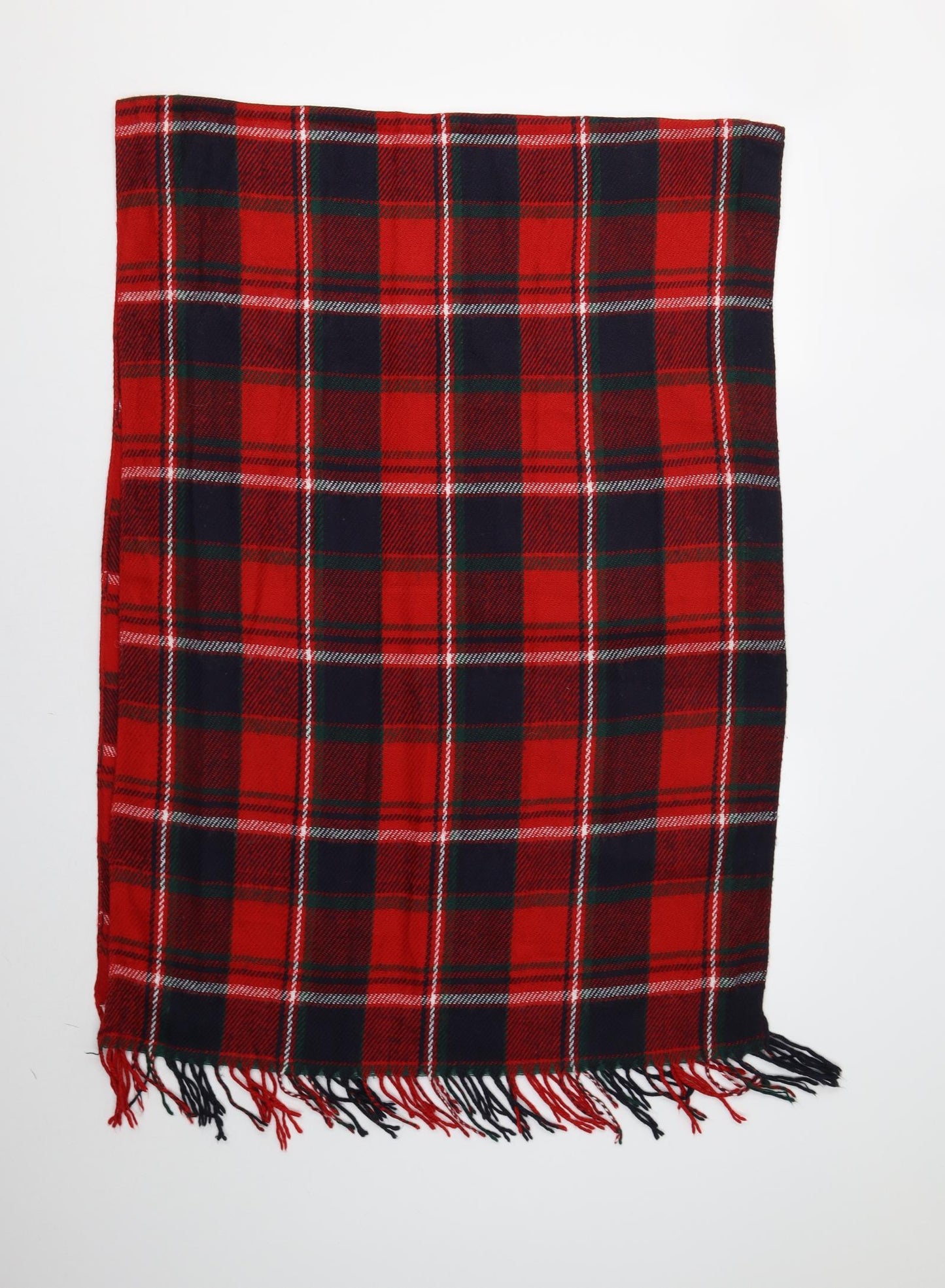 Preworn Womens Red Plaid Knit Shawl/Wrap