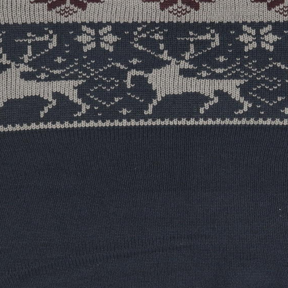 James Darby Mens Blue Fair Isle Pullover Sweatshirt - Christmas