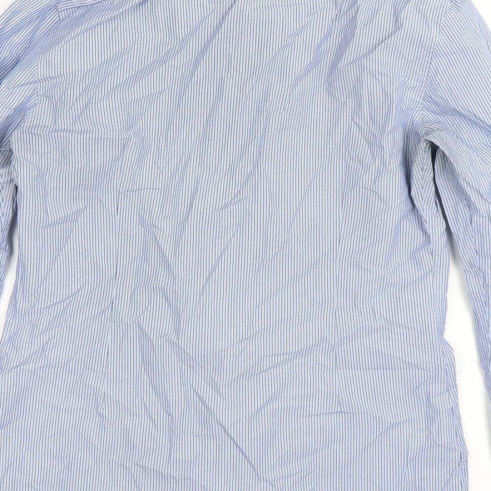 Limited Mens Blue Striped Dress Shirt Size 15