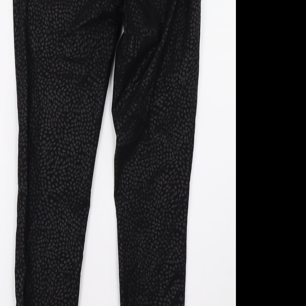 Sainsburys Womens Black Animal Print Denim Skinny Jeans Size 10 L30 in