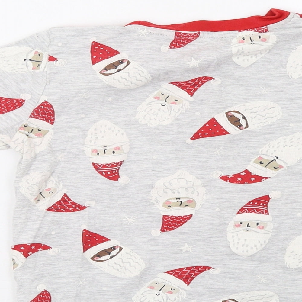 F&F Girls Grey Solid Top Pyjama Top Size 4-5 Years - Santa Print