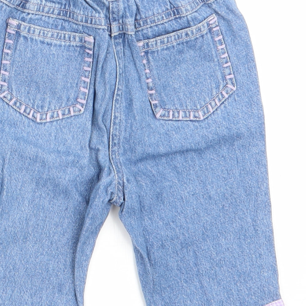 NEXT Girls Blue Floral Cargo Jeans Size 6-9 Months