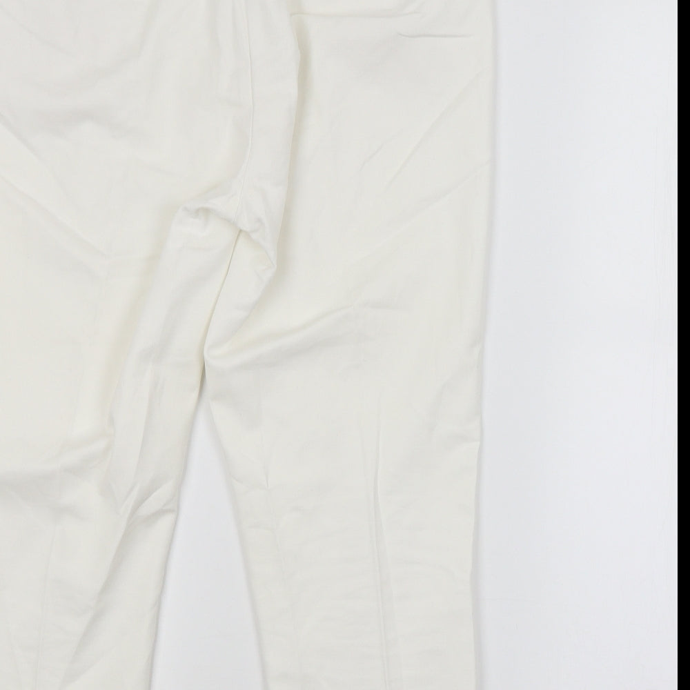 M&S Womens White Cropped Trousers L20 in