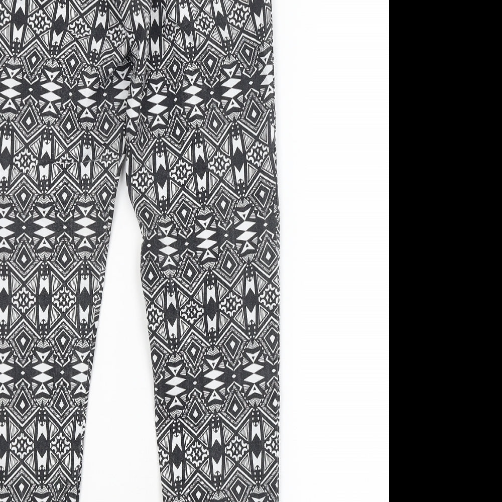 H&M Womens Multicoloured Argyle/Diamond Trousers Size 10 L28 in