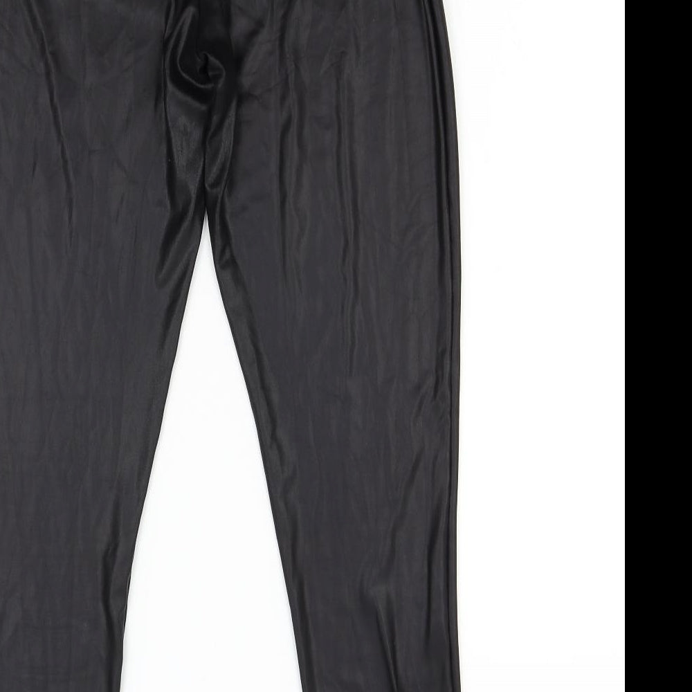 Mint Velvet Womens Black Carrot Leggings Size L L27 in - Wet Look