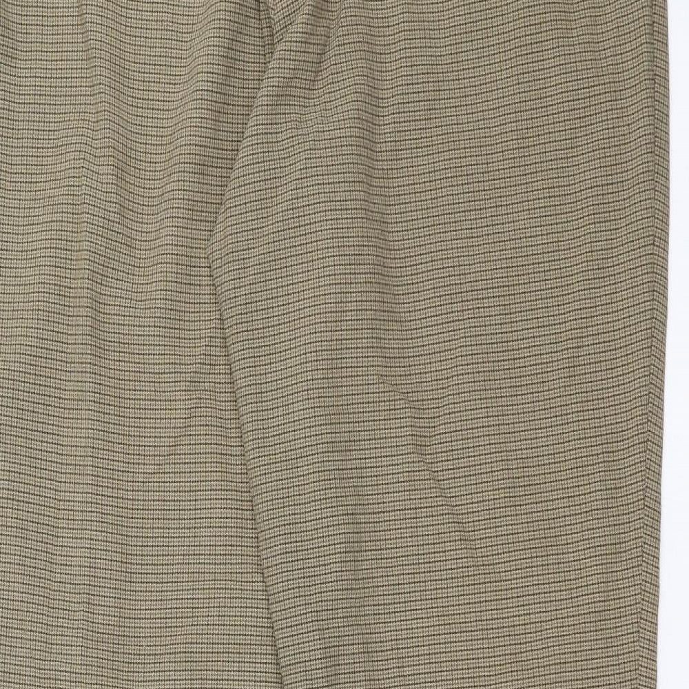 Marks and Spencer Womens Beige Check Trousers Size 16 L29 in