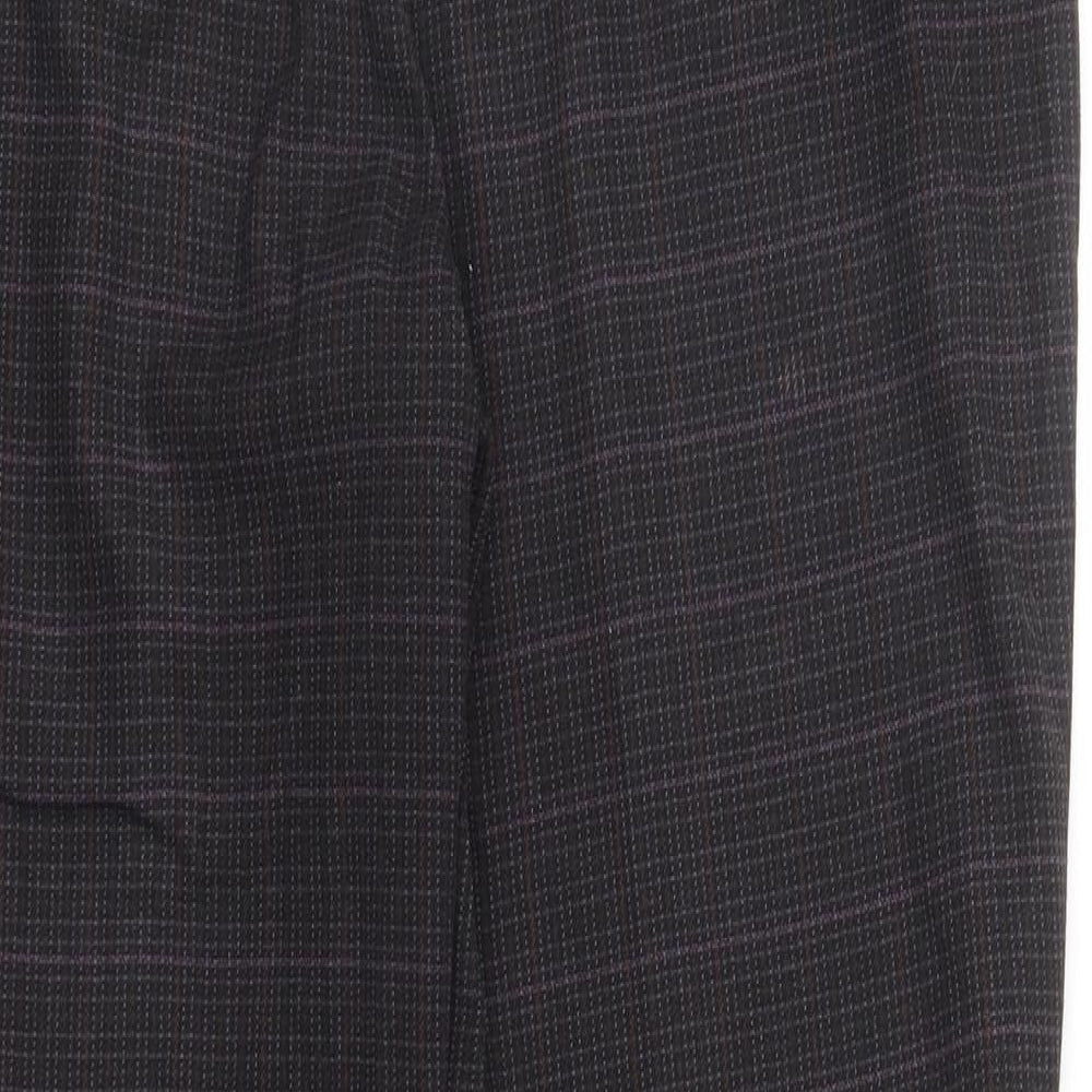 M&S Womens Purple Check Trousers Size 12 L26 in
