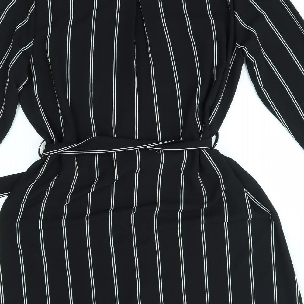 Cameo Rose Womens Black Striped T-Shirt Dress Size 14