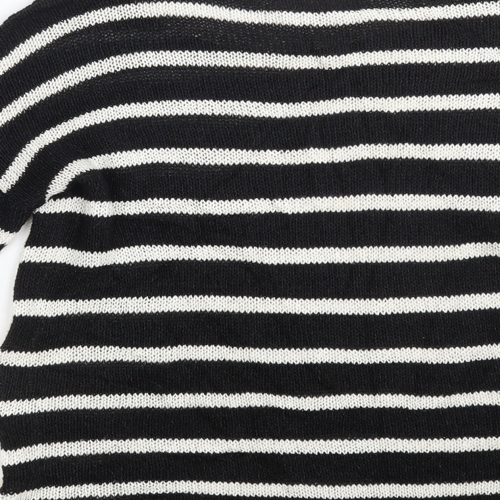 NEXT Womens Black Striped Pullover Jumper Size 10