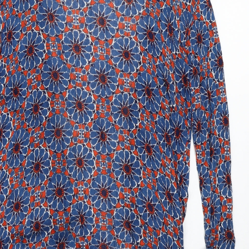H&M Womens Blue Geometric Cardigan Jumper Size S