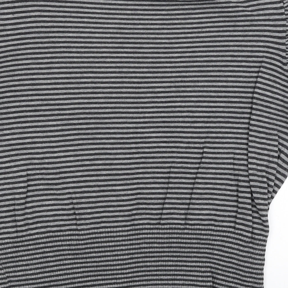 New Look Womens Grey Striped Pullover Jumper Size 12
