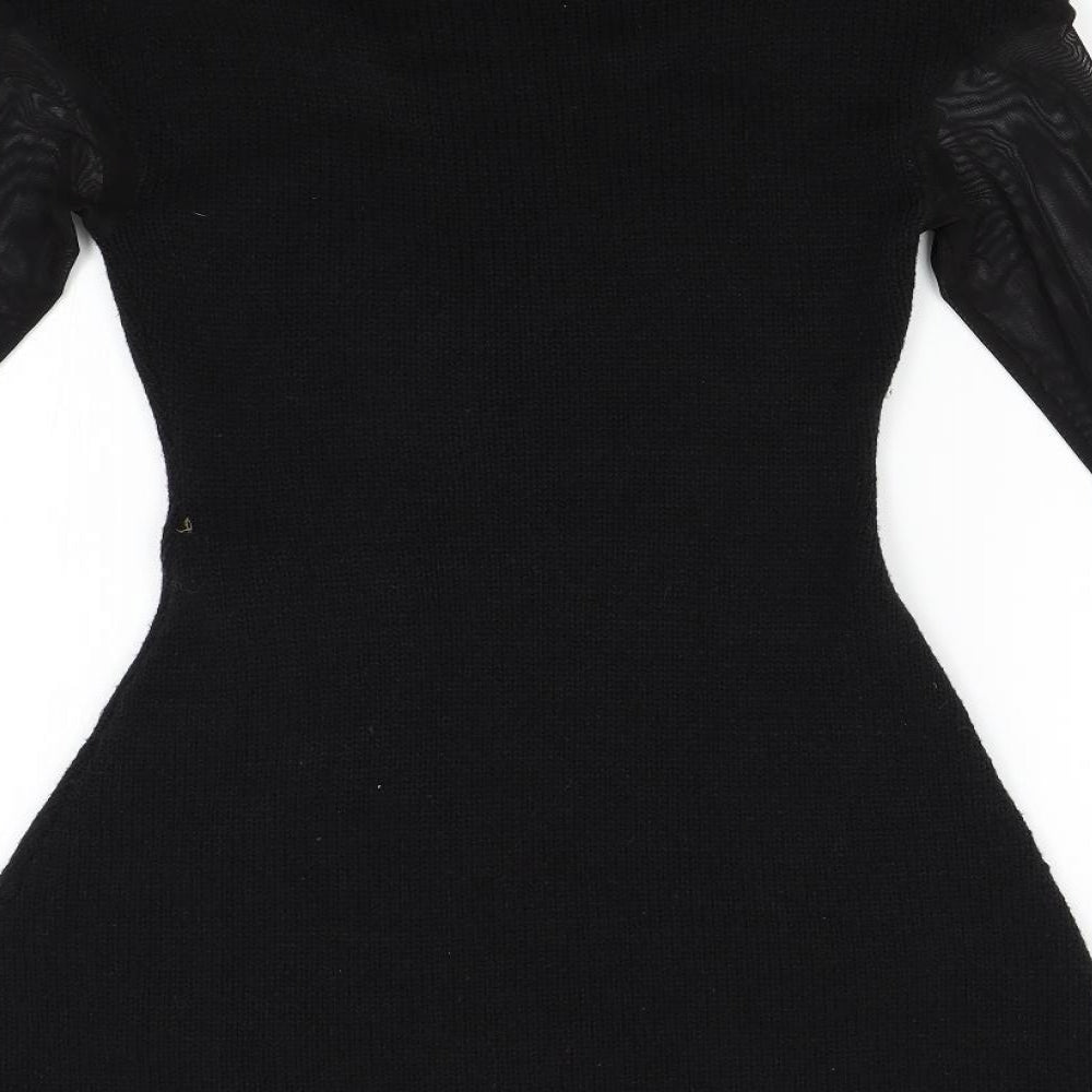 PR Womens Black Knit Jumper Dress Size S