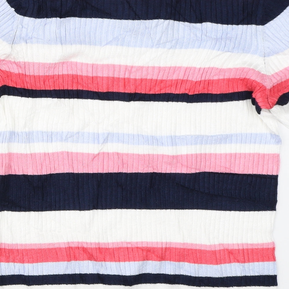 Marks and Spencer Womens White Striped Pullover Jumper Size 12