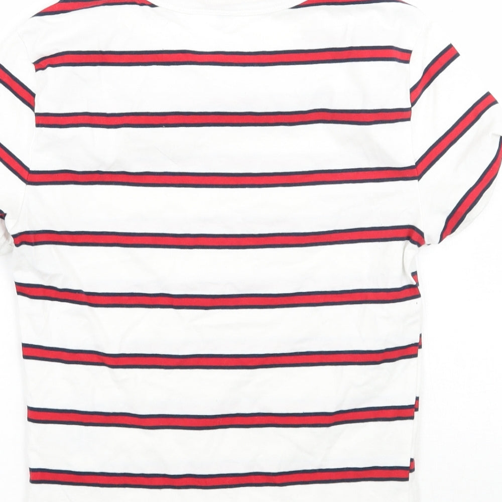 H&M Womens White Striped Basic T-Shirt Size XS