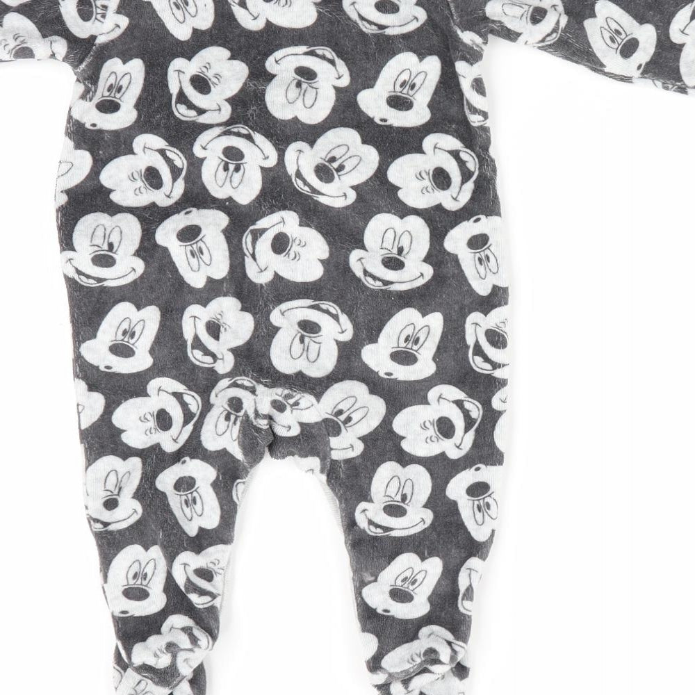Disney Baby at George Boys Grey Animal Print Romper One-Piece Size 0-3 Months - Mickey Mouse