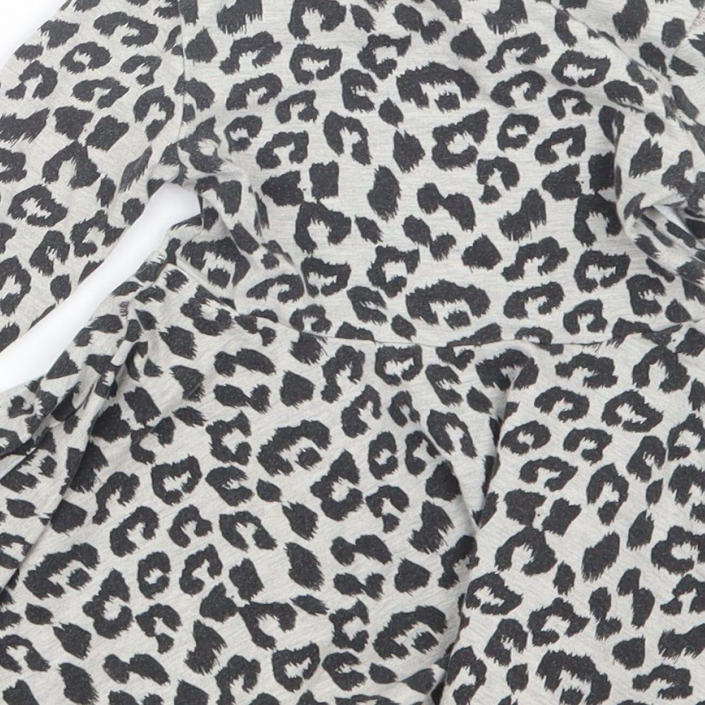 F&F Girls Grey Animal Print T-Shirt Dress Size 12-18 Months