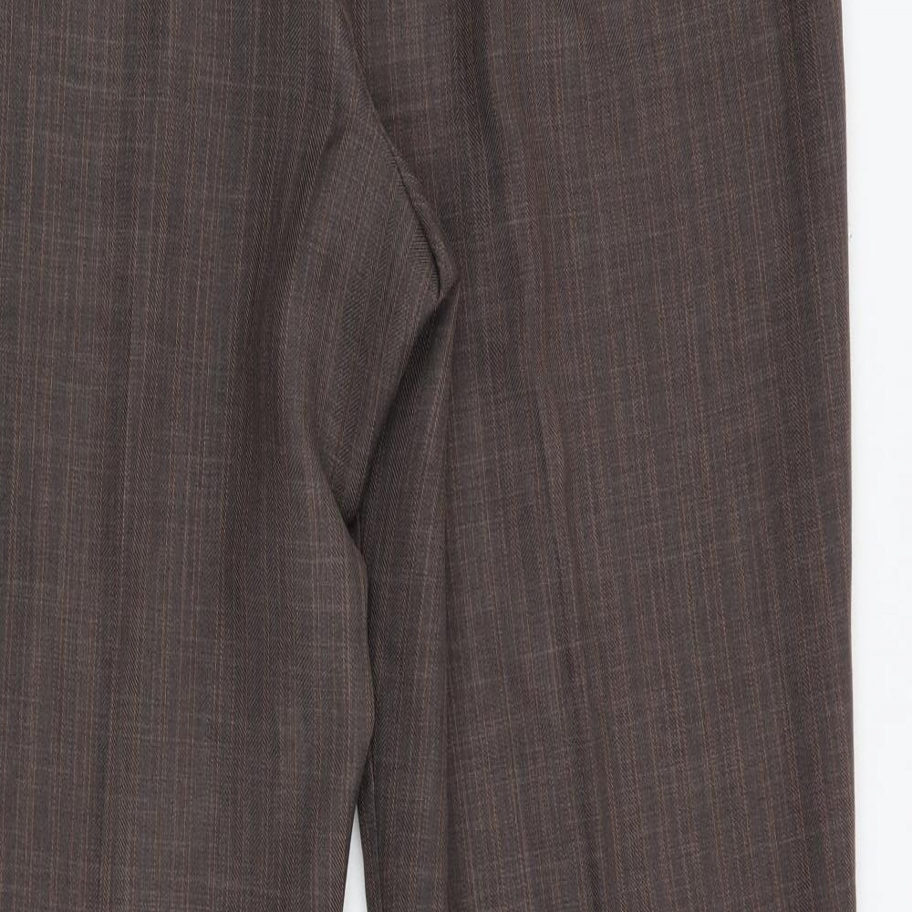 M&S Womens Brown Striped Trousers Size 10 L31 in