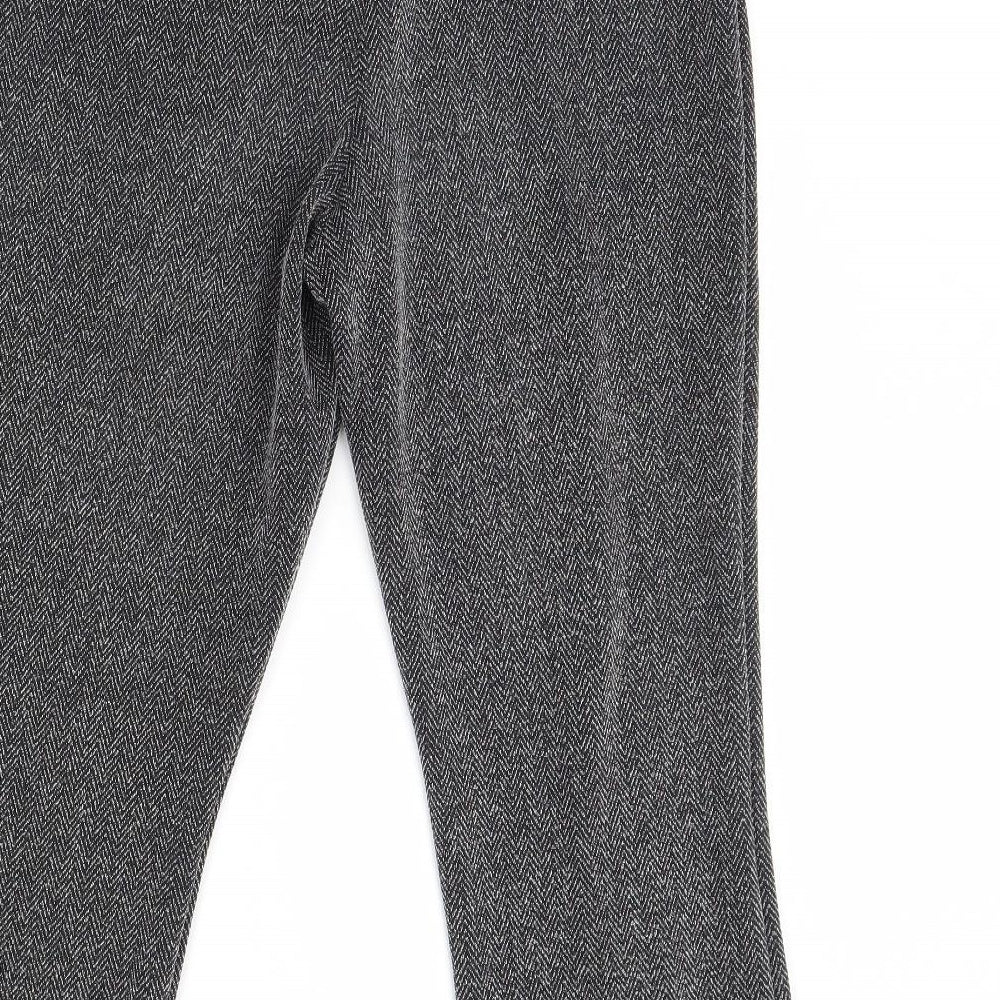 Straight Leg Womens Grey Herringbone Trousers Size 12 L28 in