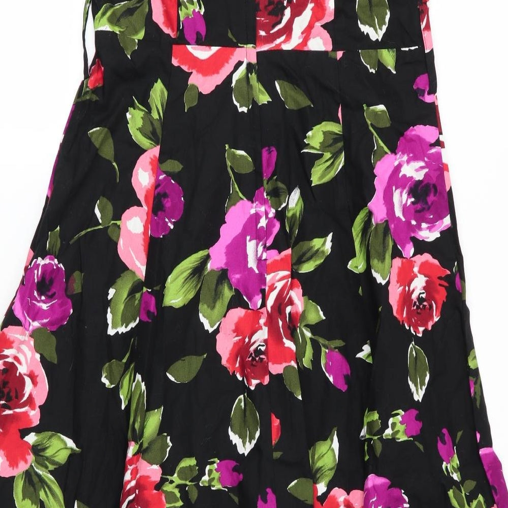 New Look Womens Black Floral Fit & Flare Size 10
