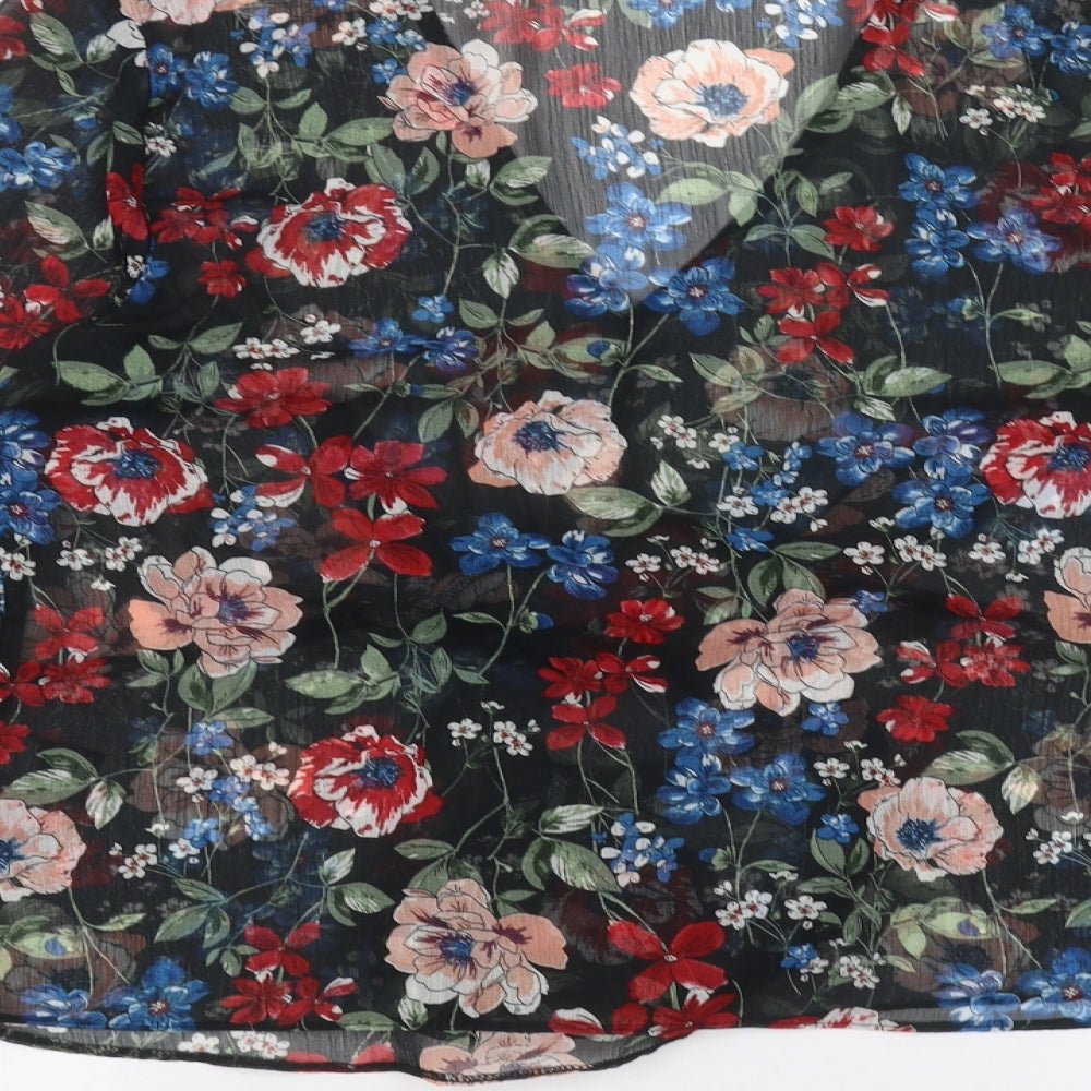Papaya Womens Black Floral Basic Blouse Size 14