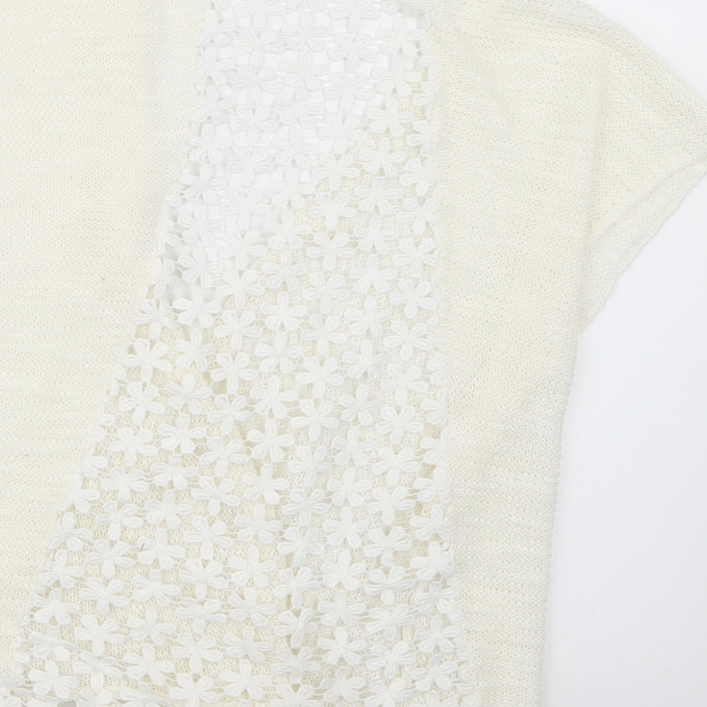 Young Dimension Girls White Knit Cardigan Jumper Size 7-8 Years