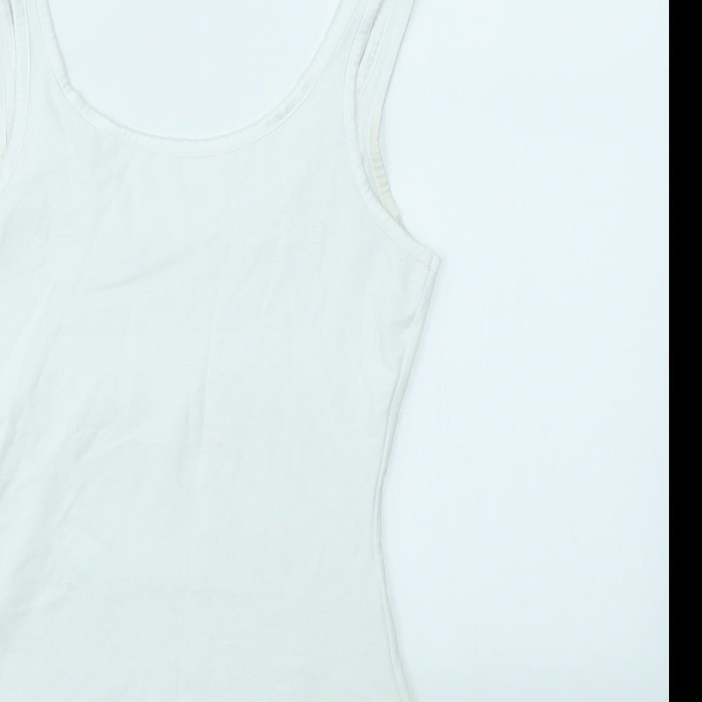M&S Womens White Basic T-Shirt Size 8