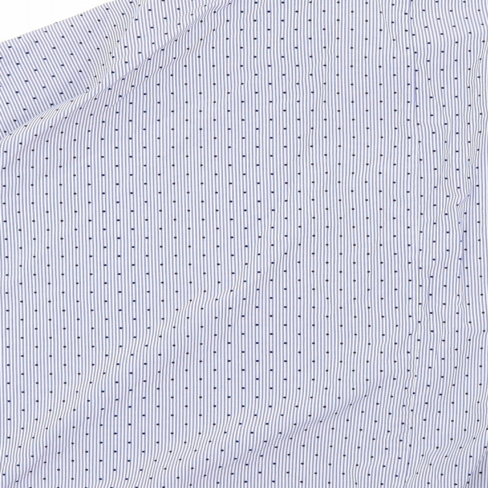 Zara Mens Blue Polka Dot Dress Shirt Size L
