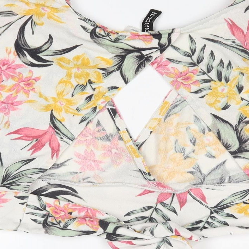 H&M Womens Multicoloured Floral Basic T-Shirt Size S
