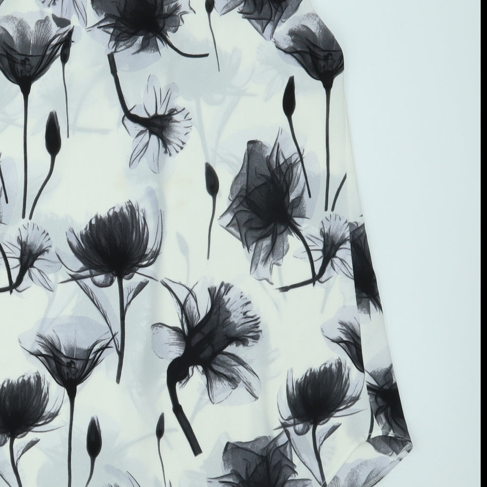 Saloos Womens White Floral Basic Tank Size 14