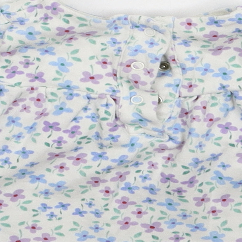 Marks and Spencer Girls White Floral Fit & Flare Size 6-9 Months
