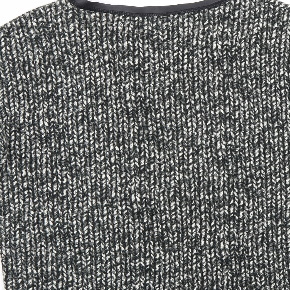 Zara Womens Black Herringbone Basic T-Shirt Size S