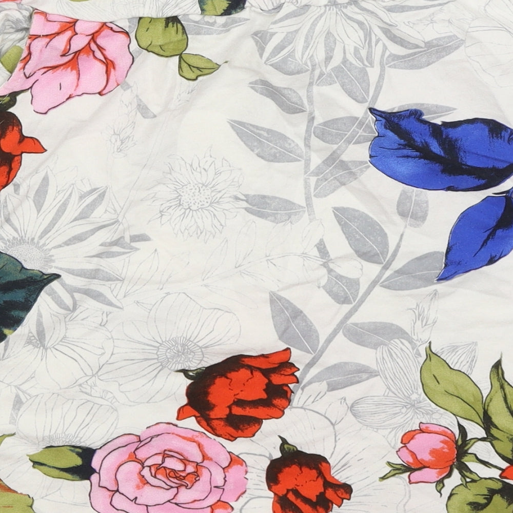 Preworn Womens White Floral A-Line Skirt Size S