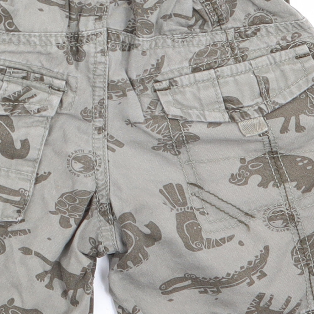 NEXT Boys Green Animal Print Cargo Trousers Size 9-12 Months - alagator